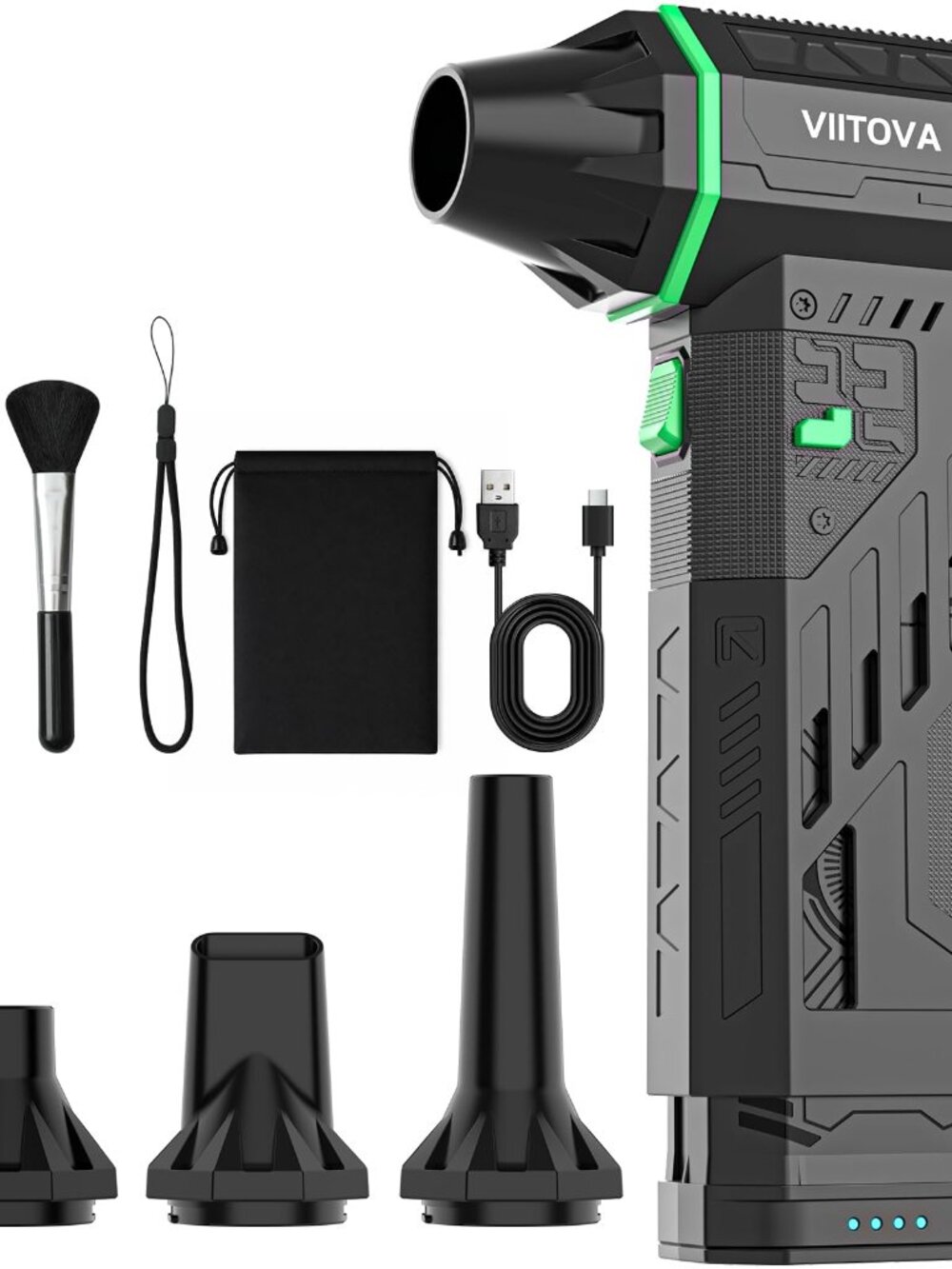 NEW 180 000 RPM Compressed Air Duster 4 Nozzles Cordless 3-Speed Mini 2